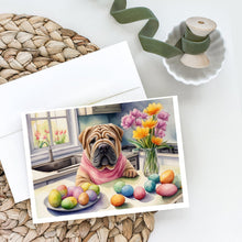 Load image into Gallery viewer, Decorating Easter Shar Pei Greeting Cards - Blank Note Cards – 8-Pack of Artist-Designed Cards with Envelopes