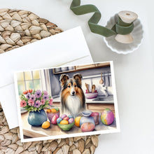 Load image into Gallery viewer, Decorating Easter Sheltie Greeting Cards - Blank Note Cards – 8-Pack of Artist-Designed Cards with Envelopes