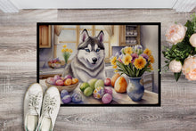 Load image into Gallery viewer, Decorating Easter Siberian Husky Doormat