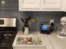 Load image into Gallery viewer, Decorating Easter Silky Terrier Glass Cutting Boards – Durable, Decorative Kitchen Art