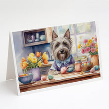 Load image into Gallery viewer, Decorating Easter Skye Terrier Greeting Cards - Blank Note Cards – 8-Pack of Artist-Designed Cards with Envelopes
