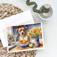 Load image into Gallery viewer, Decorating Easter Staffordshire Bull Terrier Greeting Cards - Blank Note Cards – 8-Pack of Artist-Designed Cards with Envelopes