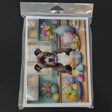Load image into Gallery viewer, Decorating Easter Staffordshire Bull Terrier Greeting Cards - Blank Note Cards – 8-Pack of Artist-Designed Cards with Envelopes