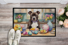 Load image into Gallery viewer, Decorating Easter Staffordshire Bull Terrier Doormat - 18X27 Indoor / Outdoor Rug | Made in USA