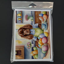 Load image into Gallery viewer, Decorating Easter Sussex Spaniel Greeting Cards - Blank Note Cards – 8-Pack of Artist-Designed Cards with Envelopes