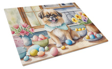 Load image into Gallery viewer, Decorating Easter Tibetan Spaniel Glass Cutting Boards – Durable, Decorative Kitchen Art