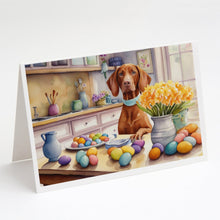 Load image into Gallery viewer, Decorating Easter Vizsla Greeting Cards - Blank Note Cards – 8-Pack of Artist-Designed Cards with Envelopes