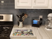 Load image into Gallery viewer, Decorating Easter Weimaraner Glass Cutting Boards – Durable, Decorative Kitchen Art