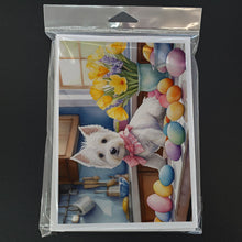 Load image into Gallery viewer, Decorating Easter Westie Greeting Cards - Blank Note Cards – 8-Pack of Artist-Designed Cards with Envelopes