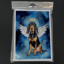 Load image into Gallery viewer, Black and Tan Coonhound My Angel Greeting Cards - Blank Note Cards – 8-Pack of Artist-Designed Cards with Envelopes