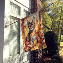 Load image into Gallery viewer, Abyssinian Cat in Fall Leaves House Flag