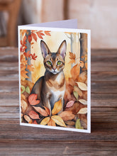 Load image into Gallery viewer, Abyssinian Cat in Fall Leaves Greeting Cards - Blank Note Cards – 8-Pack of Artist-Designed Cards with Envelopes