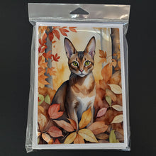 Load image into Gallery viewer, Abyssinian Cat in Fall Leaves Greeting Cards - Blank Note Cards – 8-Pack of Artist-Designed Cards with Envelopes