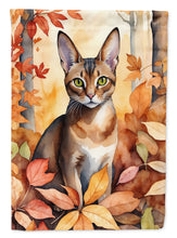 Load image into Gallery viewer, Abyssinian Fall Garden Flag - Cat in Fall Leaves - Cat-Themed Seasonal Yard Decor