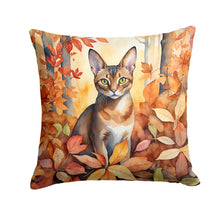 Load image into Gallery viewer, Abyssinian Cat in Fall Leaves Throw Pillow