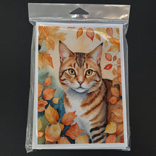Load image into Gallery viewer, Aegean Cat in Fall Leaves Greeting Cards - Blank Note Cards – 8-Pack of Artist-Designed Cards with Envelopes