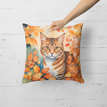 Load image into Gallery viewer, Aegean Cat in Fall Leaves Throw Pillow