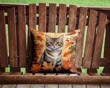 Load image into Gallery viewer, American Bobtail Cat in Fall Leaves Throw Pillow - 14x14 Decorative Pillow – Art for Your Home &amp; Patio
