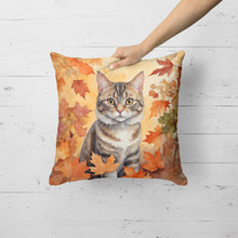 Load image into Gallery viewer, American Bobtail Cat in Fall Leaves Throw Pillow