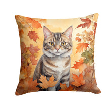 Load image into Gallery viewer, American Bobtail Cat in Fall Leaves Throw Pillow