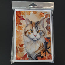 Load image into Gallery viewer, American Curl Cat in Fall Leaves Greeting Cards - Blank Note Cards – 8-Pack of Artist-Designed Cards with Envelopes