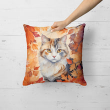 Load image into Gallery viewer, American Curl Cat in Fall Leaves Throw Pillow