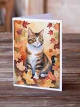 Load image into Gallery viewer, American Polydactyl Cat in Fall Leaves Greeting Cards - Blank Note Cards – 8-Pack of Artist-Designed Cards with Envelopes