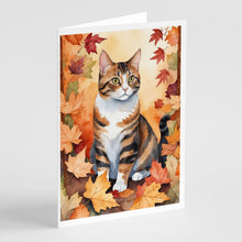 Load image into Gallery viewer, American Polydactyl Cat in Fall Leaves Greeting Cards - Blank Note Cards – 8-Pack of Artist-Designed Cards with Envelopes
