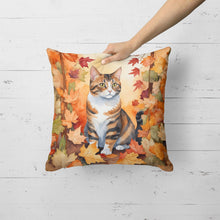 Load image into Gallery viewer, American Polydactyl Cat in Fall Leaves Throw Pillow