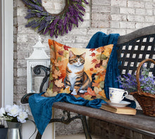 Load image into Gallery viewer, American Polydactyl Cat in Fall Leaves Throw Pillow