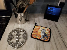 Load image into Gallery viewer, American Shorthair Cat in Fall Leaves Pot Holders - Set of 2 Decorative Kitchen Helpers | Made in the USA