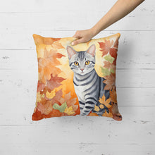 Load image into Gallery viewer, American Shorthair Cat in Fall Leaves Throw Pillow