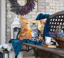 Load image into Gallery viewer, American Shorthair Cat in Fall Leaves Throw Pillow