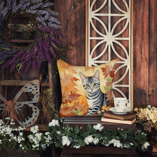 Load image into Gallery viewer, American Shorthair Cat in Fall Leaves Throw Pillow