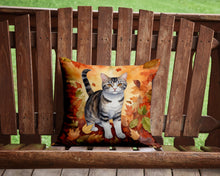 Load image into Gallery viewer, American Wirehair Cat in Fall Leaves Throw Pillow - 14x14 Decorative Pillow – Art for Your Home &amp; Patio
