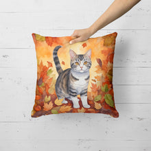 Load image into Gallery viewer, American Wirehair Cat in Fall Leaves Throw Pillow