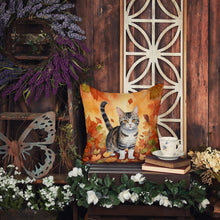 Load image into Gallery viewer, American Wirehair Cat in Fall Leaves Throw Pillow