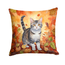 Load image into Gallery viewer, American Wirehair Cat in Fall Leaves Throw Pillow