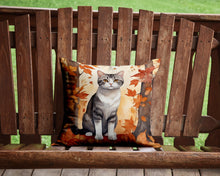 Load image into Gallery viewer, American Wirehair Cat in Fall Leaves Throw Pillow - 14x14 Decorative Pillow – Art for Your Home &amp; Patio
