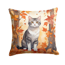 Load image into Gallery viewer, American Wirehair Cat in Fall Leaves Throw Pillow - 14x14 Decorative Pillow – Art for Your Home &amp; Patio