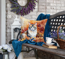 Load image into Gallery viewer, Aphrodite Giant Cat in Fall Leaves Throw Pillow