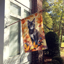 Load image into Gallery viewer, Asian Cat in Fall Leaves House Flag