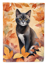 Load image into Gallery viewer, Asian Cat Fall Garden Flag - Cat in Fall Leaves - Cat-Themed Seasonal Yard Decor