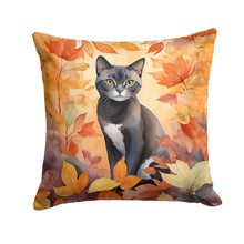 Load image into Gallery viewer, Asian Cat in Fall Leaves Throw Pillow - 14x14 Decorative Pillow – Art for Your Home &amp; Patio