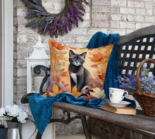 Load image into Gallery viewer, Asian Cat in Fall Leaves Throw Pillow