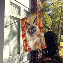 Load image into Gallery viewer, Balinese Cat in Fall Leaves House Flag