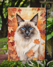 Load image into Gallery viewer, Balinese Cat Fall Garden Flag - Cat in Fall Leaves - Cat-Themed Seasonal Yard Decor