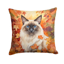 Load image into Gallery viewer, Balinese Cat in Fall Leaves Throw Pillow