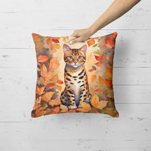 Load image into Gallery viewer, Bengal Cat in Fall Leaves Throw Pillow
