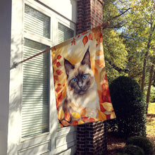 Load image into Gallery viewer, Birman Cat in Fall Leaves House Flag